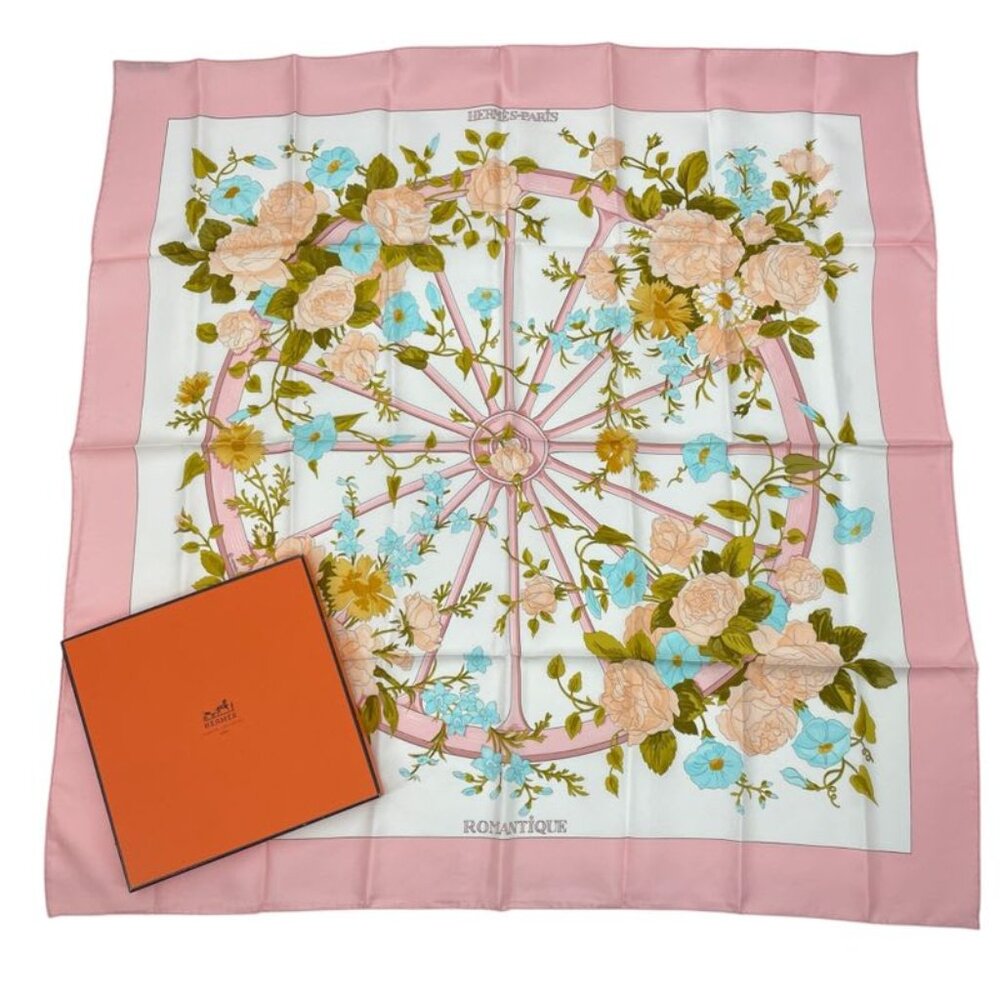 Hermes Scarf Silk Carre 90 Romantique Romantic Pink